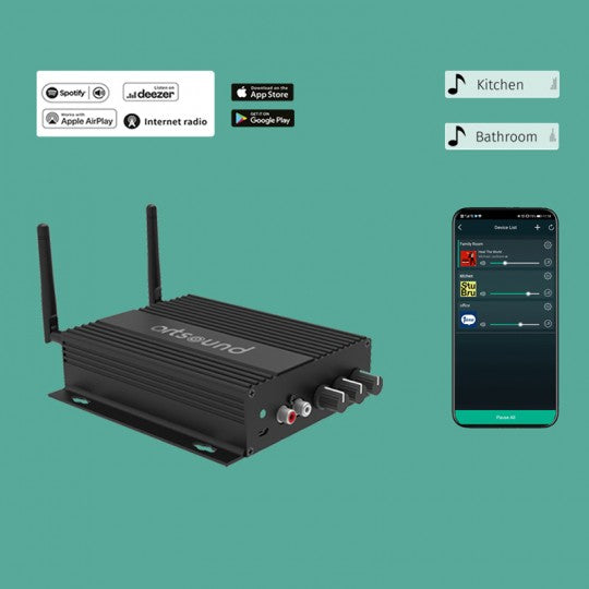 SMARTHYDE | single zone multiroom amplifier 2x50W
